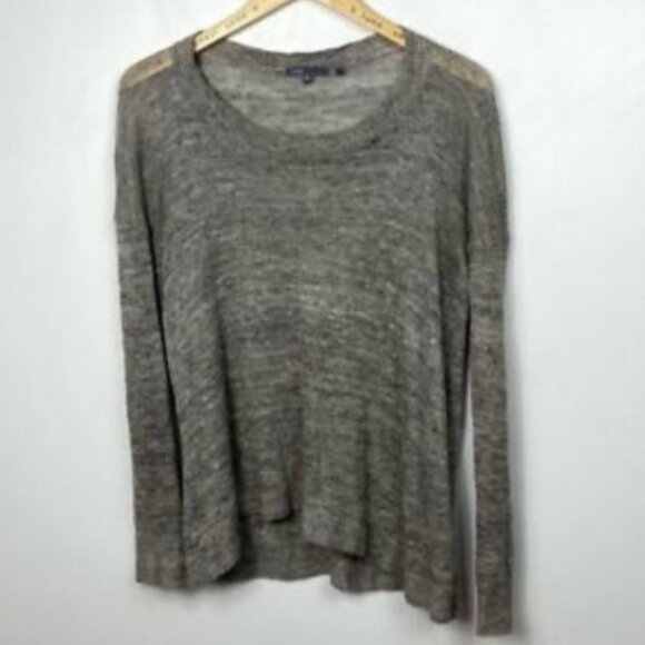 Vince 100% Linen Drop Shoulder Sweater Grey Crew Neck Size‎ XS Long Sleeve Knit - Picture 8 of 8